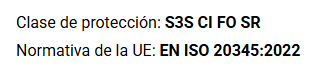 Classe de protecció S3S CI FO SR. Norma EN ISO 20345:2022